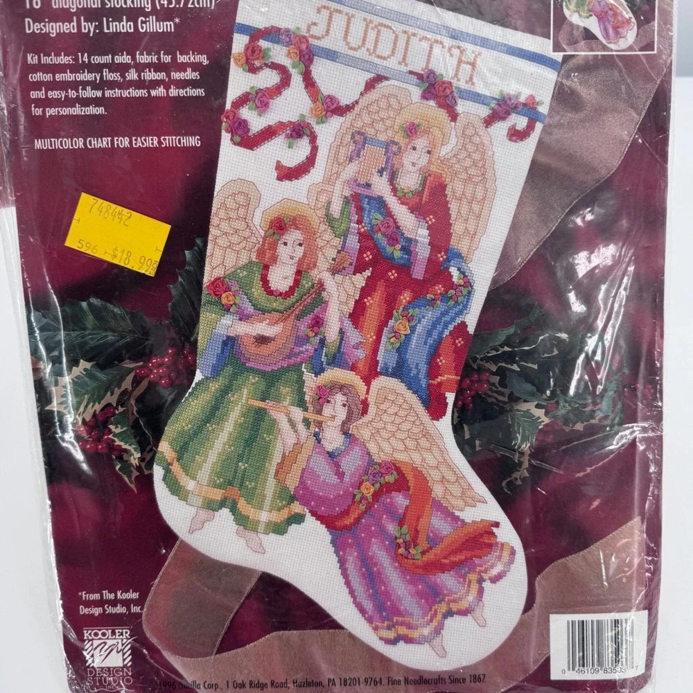 Bucilla Heavenly Rhapsody‎ Cross Stitch Kit Stocking Angels 83503 Vintage Craft